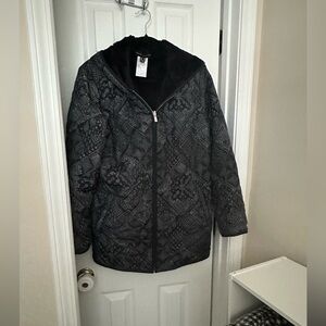 Susan Graver Black Patterned Puffer Jacket